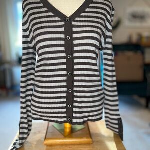 Chic Striped Button-Up Sweater